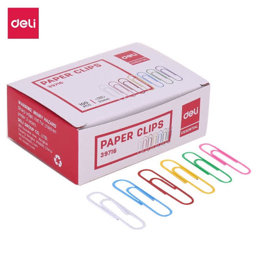 deli paper clip e39716 - paper clip deli box - paper clip warna