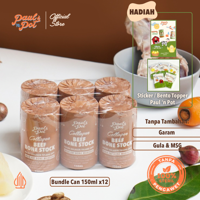 

Bundle 12 Can 150ml - Collagen Beef Bone Stock - Kaleng - Bone Broth MPASI