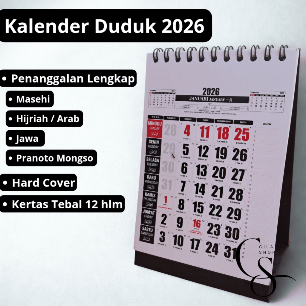 

Kalender Meja 2026 Lengkap Premium Kalender Duduk Masehi Hijriah Jawa Arab China Tebal Angka Besar