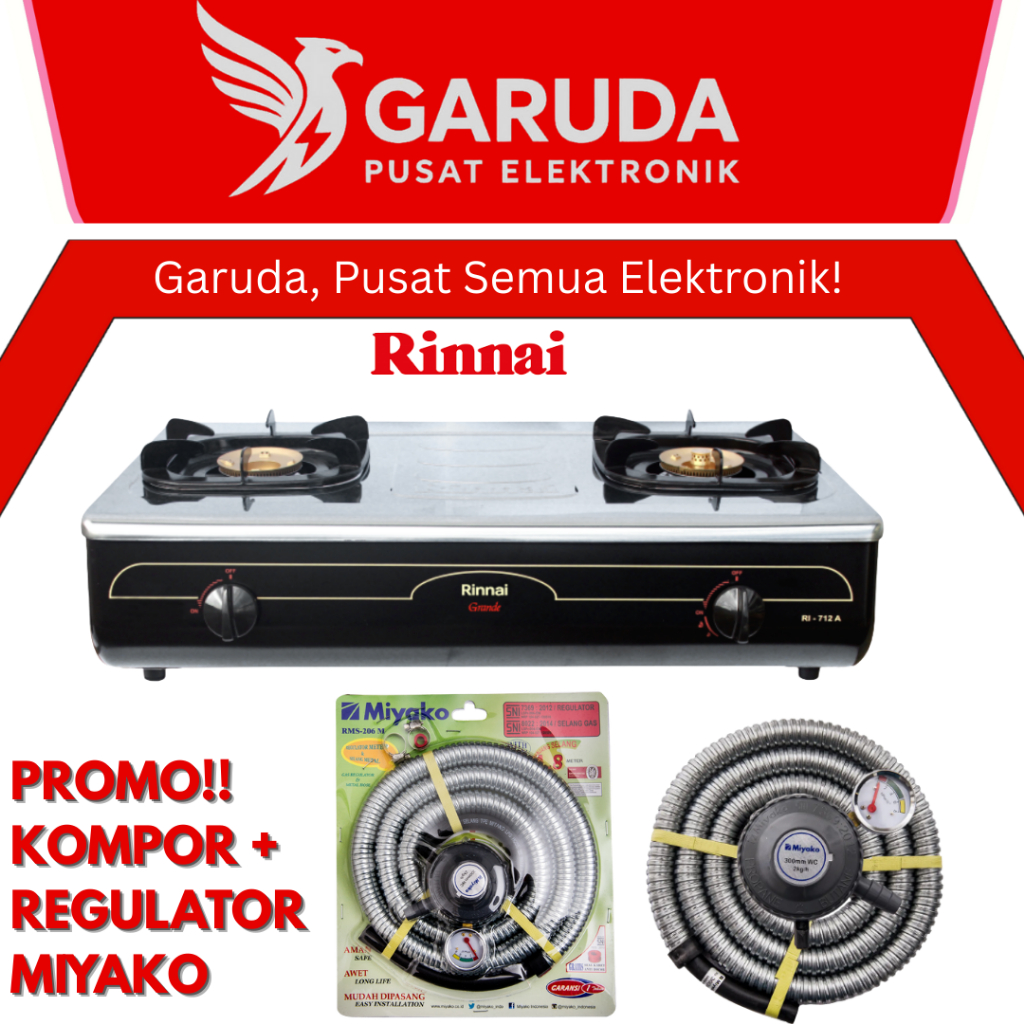 [COD READY]  Kompor Gas Jumbo rinnai RI-712A / Kompor Gas 2 tungku rinnai