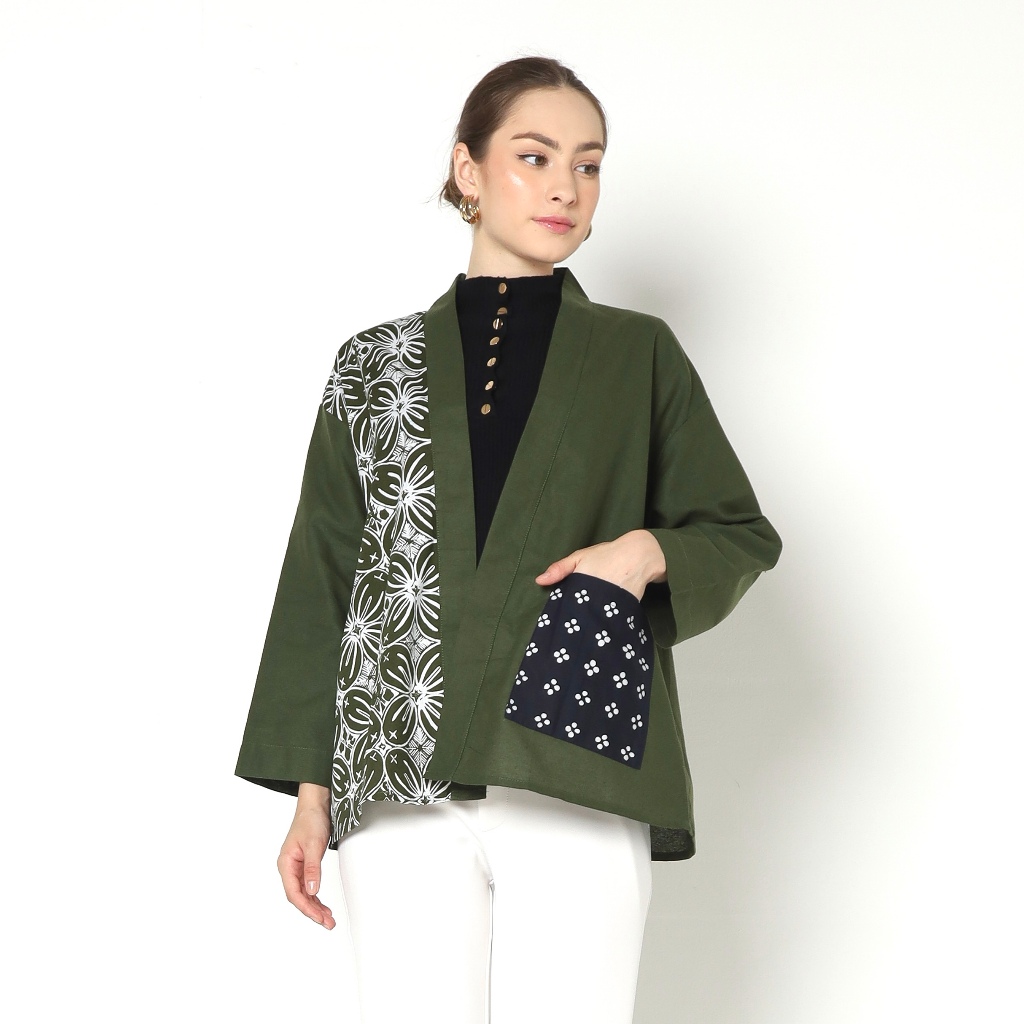 Sale Wdin Top Outer - Kimono Batik Lengan Panjang Katun Rami