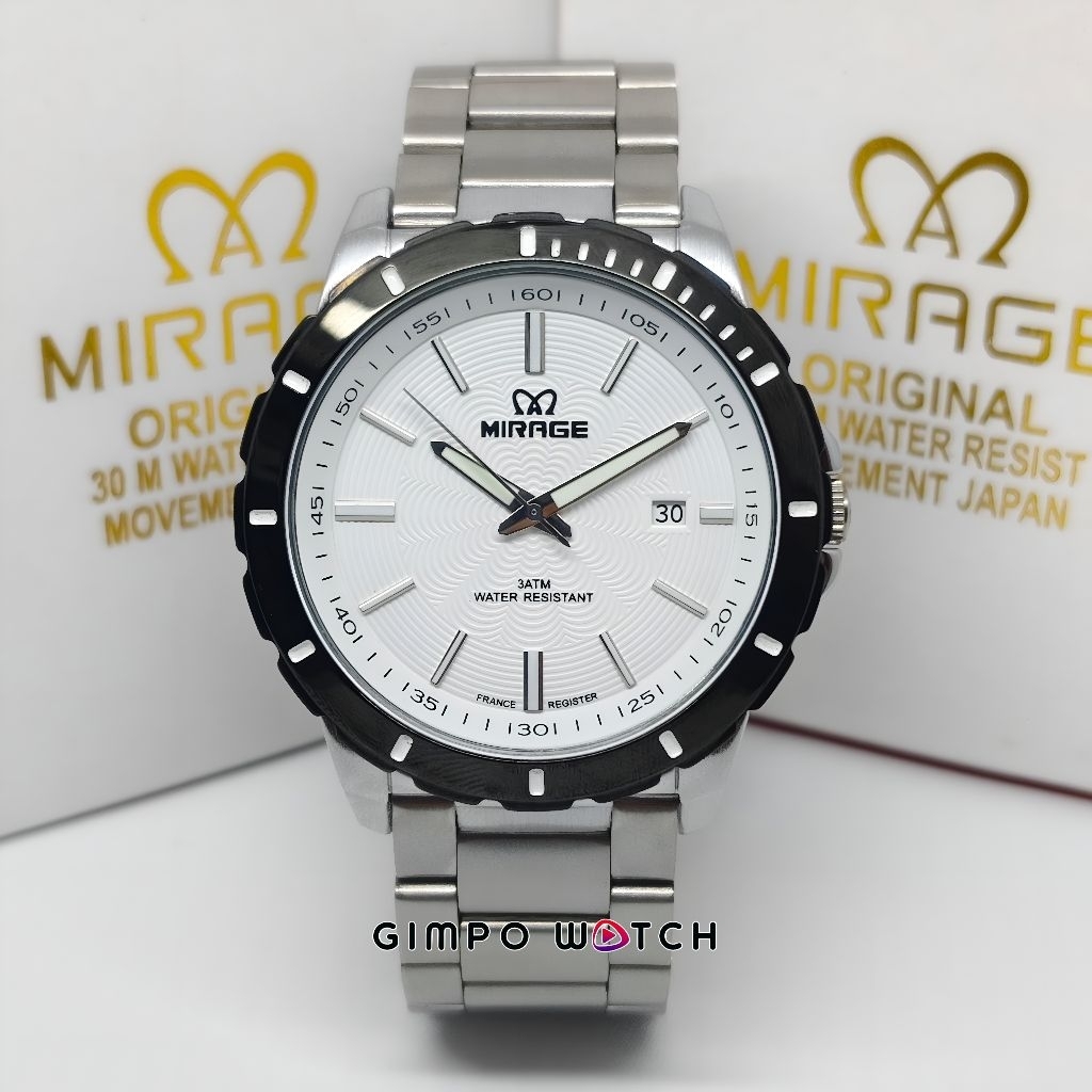 [MIRAGE] JAM TANGAN PRIA ANALOG ORIGINAL STAINLESS STEEL 8549BRP-M
