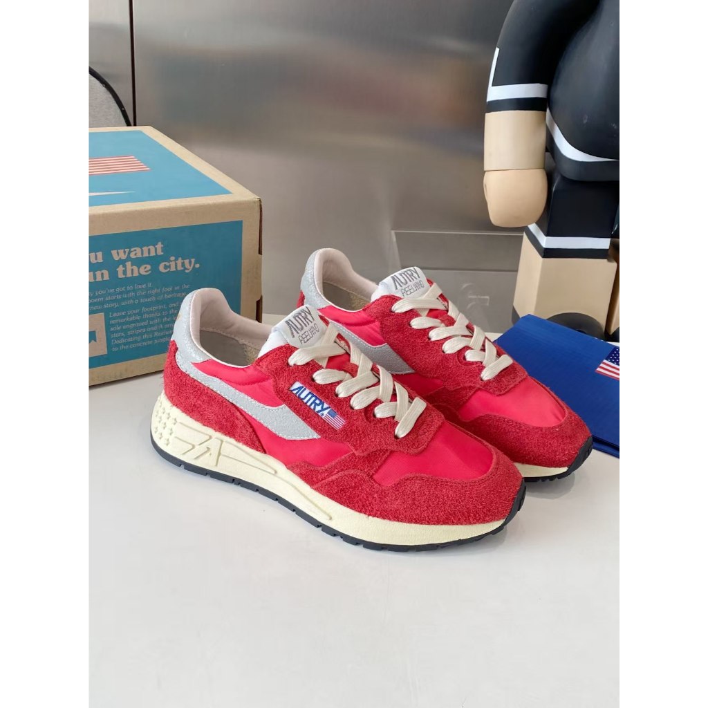 AUTRY Leather Versatile Fashion Low cut Life Casual Shoes for Men/Women in Red
