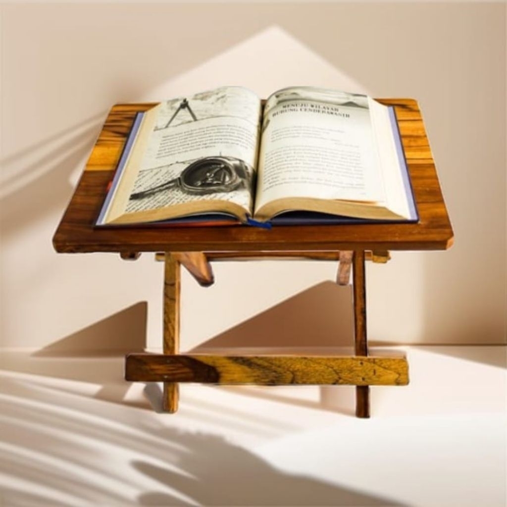 Meja Lipat Kayu Rehal Ngaji Al Qur'an Meja Belajar Portable