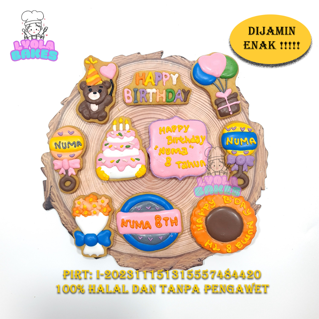 

cookies happy birthday set ulang tahun bisa tulis nama isi 10 pcs ukuran medium