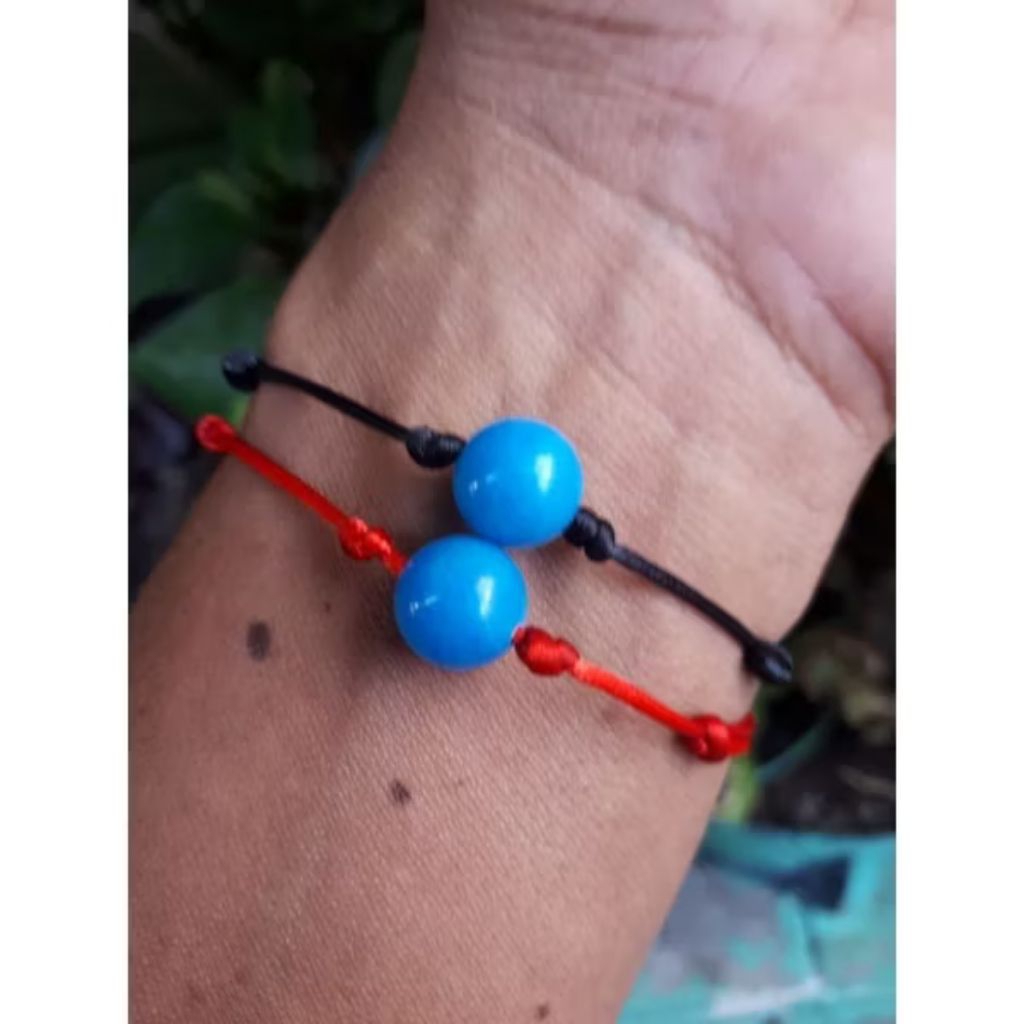 gelang simpel batu pirus biru fancy 10 mm