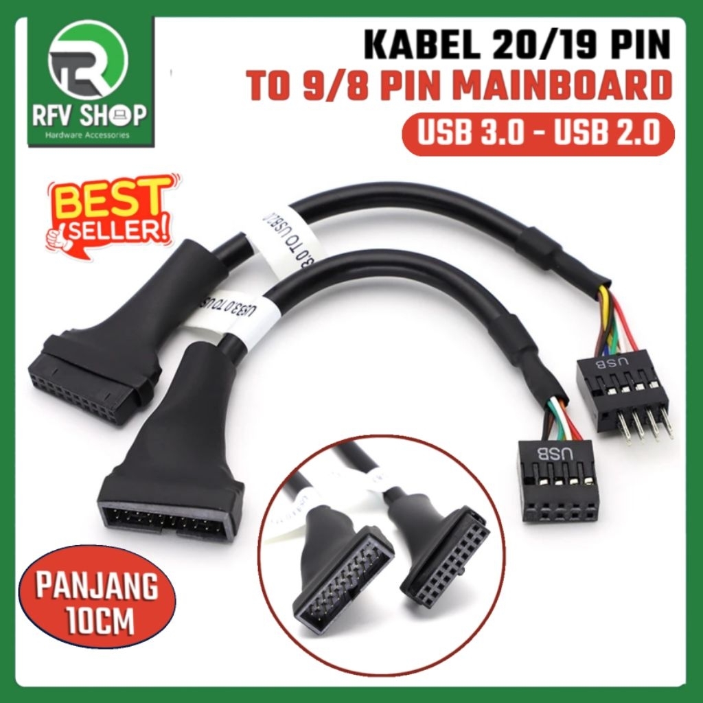 Kabel ekstensi port header USB 3.0 19 Pin ke USB 2.0 9-Pin male female untuk Motherboard PC