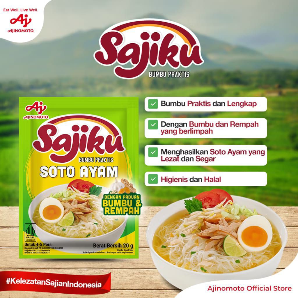 

Sajiku bumbu praktis 20gr Soto ayam/nasi goreng super pedas/capcay/ikan goreng, dll