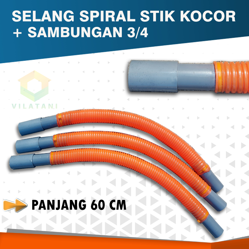 SELANG SPIRAL STIK KOCOR AIR + SAMBUNGAN 3/4 WARNA ORANGE TEBAL