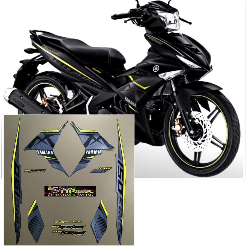 Striping Original Yamaha MX king Hitam Lis hijau kuning tahun 2017 2018