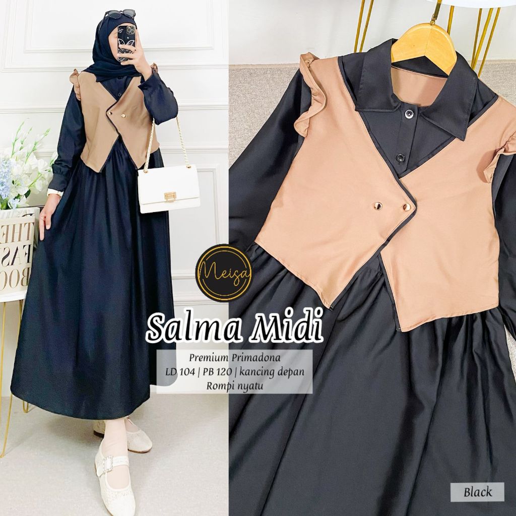 Salma Midi Dress Wanita Trend Fashion MeiSa