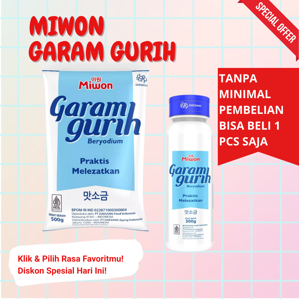 

Miwon Garam Gurih 250g 300g 500g 1kg – Bumbu Dapur Serbaguna Rasa Lebih Lezat