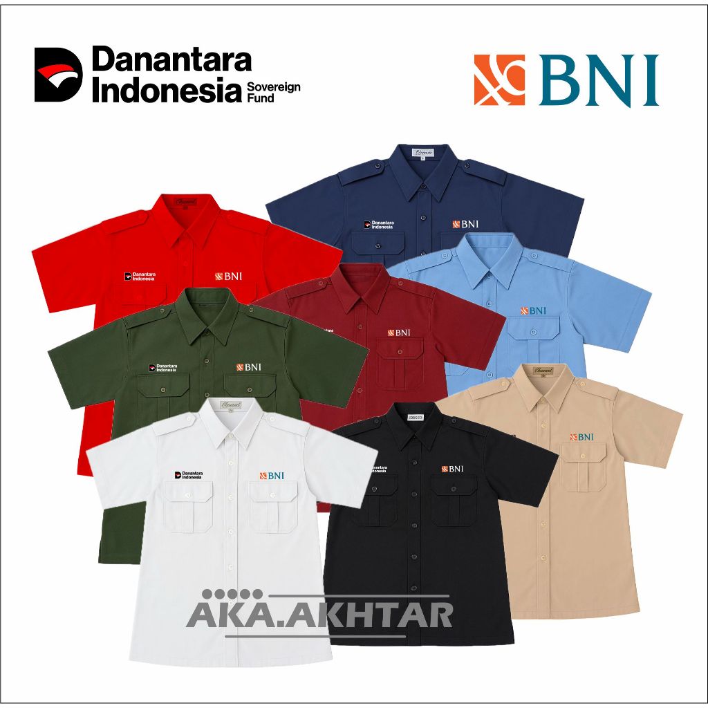 DANANTARA - KEMEJA DANANTARA BANK BNI LENGAN PENDEK - KEMEJA BNI DANANTARA FULL BORDIRAN - SERAGAM D