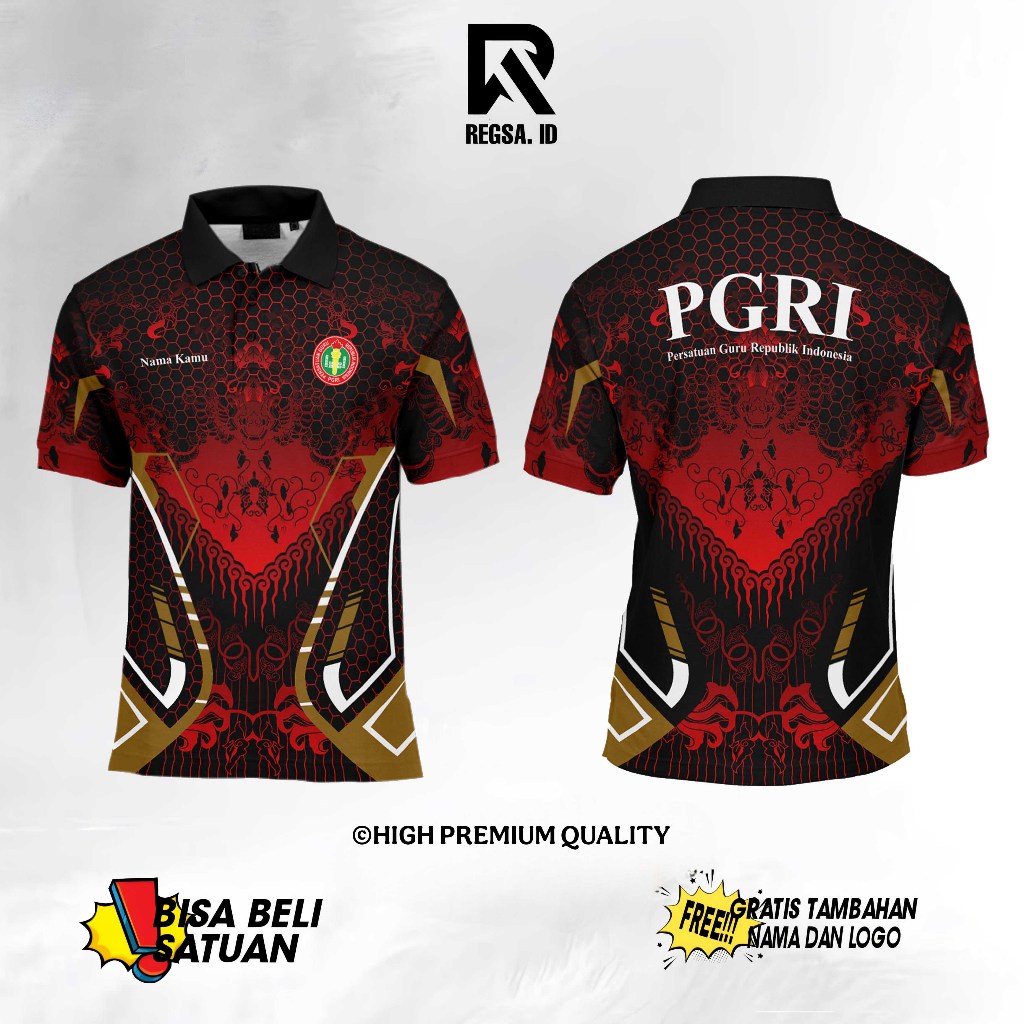 RA Baju Persatuan Guru Republik Indonesia PGRI  2025 Pria/Wanita Gratis custom nama dan logo Berkera