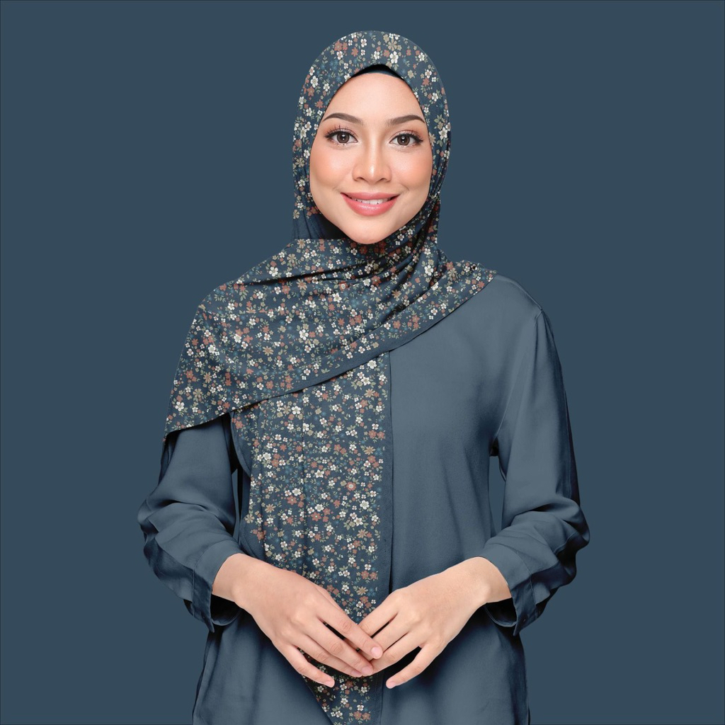 Hijab Motif Bunga Segi Empat Voal Premium Lasercut Regular dan Syar'i Gratis Pouch Azahra Series by 
