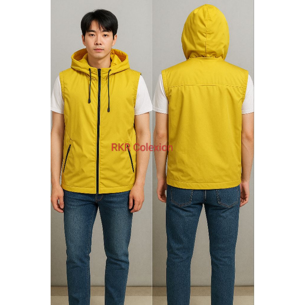 Vest Rompi Polos Warna Kuning/Vest Rompi Outdour Seragaman Unisex Pria Dan Wanita/Vest Rompi Motor