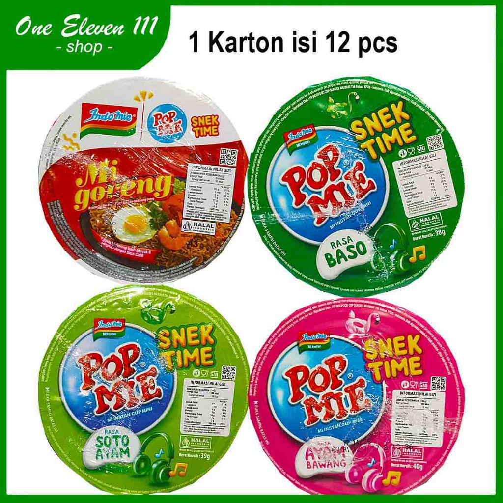 

POP MIE Snek Time 1karton isi 12pcs rasa Ayam Bawang, Baso, Soto Ayam, Mi Goreng