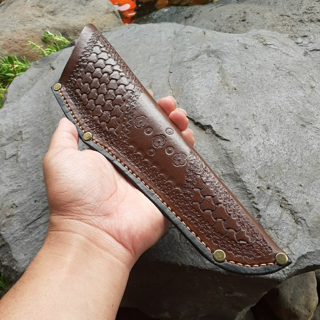 sarung kulit pisau boning 15 cm- 18 cm model slop