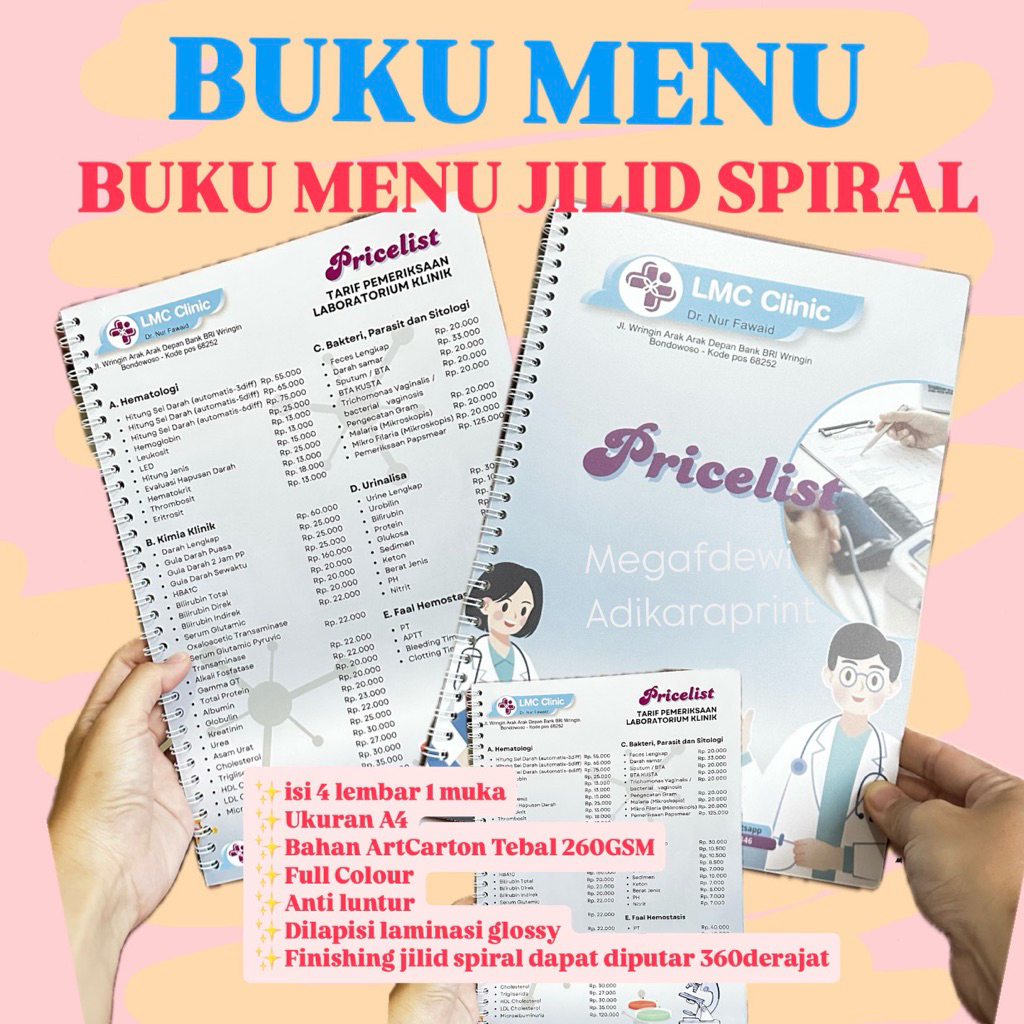 

BUKU MENU CUSTOM KLINIK MAKANAN MINUMAN WARUNG CAFE DAPAT 2 BUKU MENU