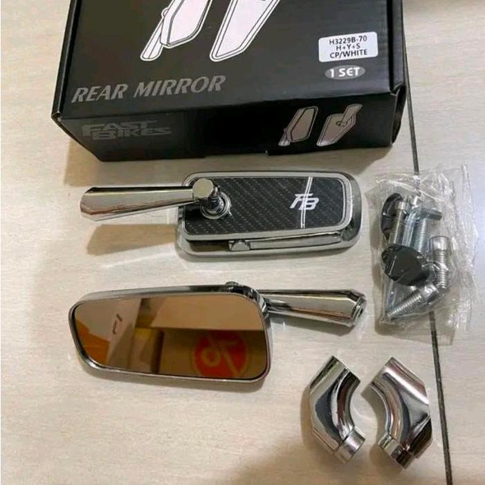 Spion persegi H2C circuit Fast Bikes FB 3229B-70 Chrome Hitam model rizoma full cnc aluminium motor