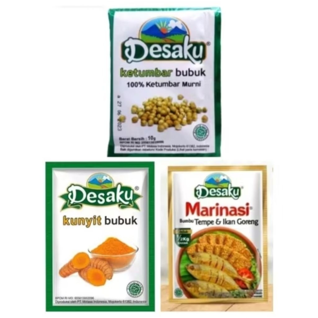 

Desaku kunyit bubuk, ketumbar bubuk, Marinasi tempe, ikan, ayam goreng