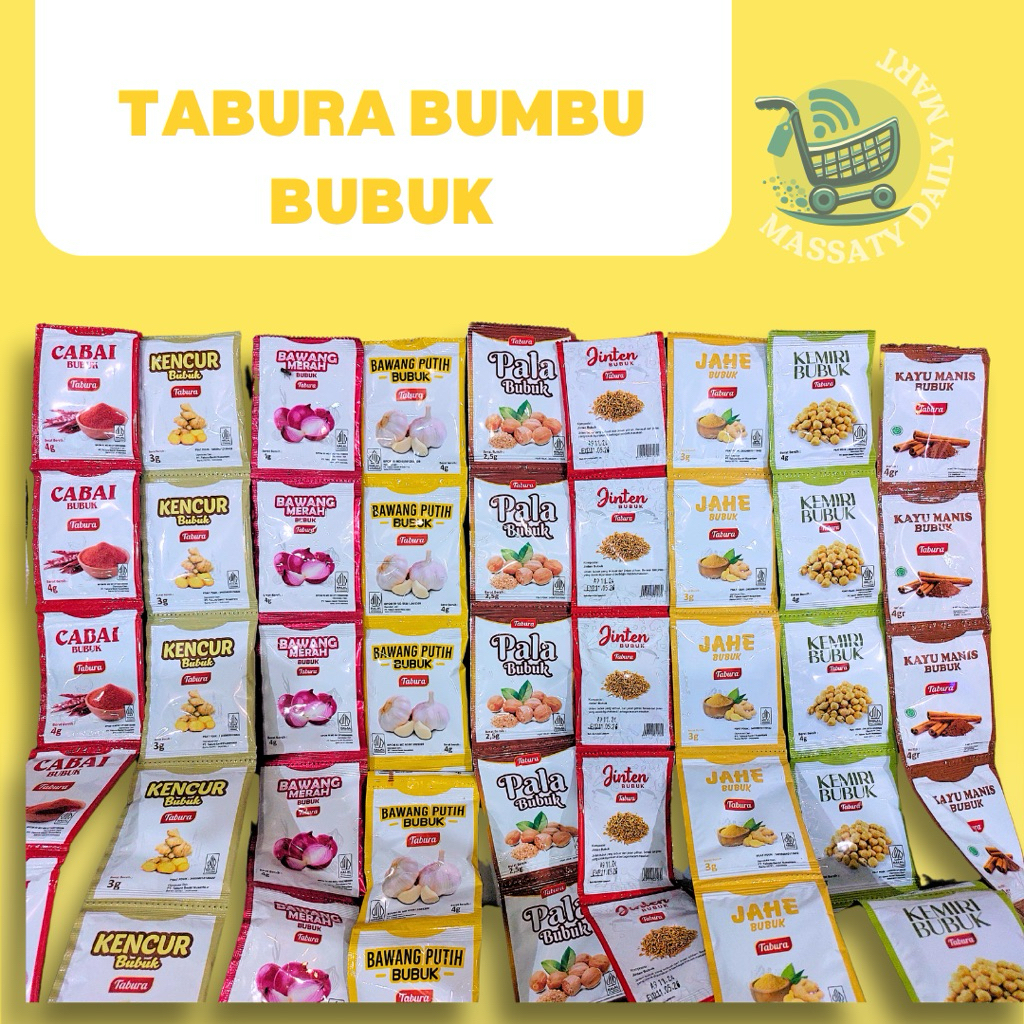 

TABURA BUMBU BUBUK LENGKAP 1 RENCENG ISI 12 pcs (TANPA MINIMAL ORDER)
