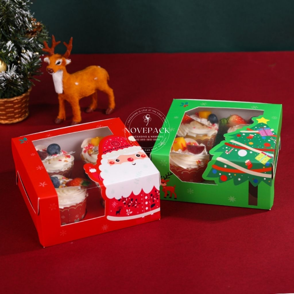 

(5 PCS) CHRISTMAS HAMPERS BOX/ KOTAK DUS HAMPERS NATAL CUPCAKES PUDDING KUE DIAMETER 15 CM