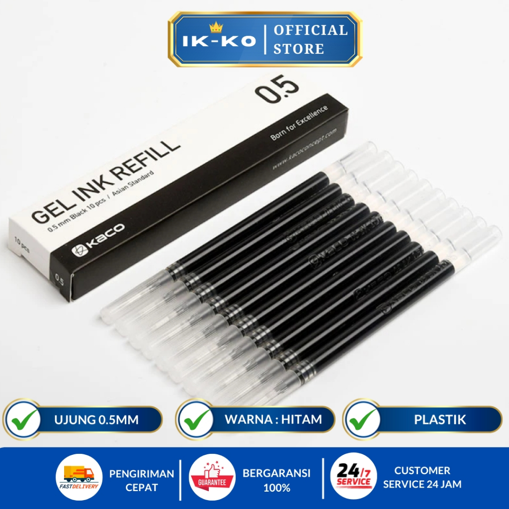 

IK-KO 1 PCS Kaco KEFILL Refill Pulpen Gel Tinta Hitam 0.5mm for Kaco PURE High Quality