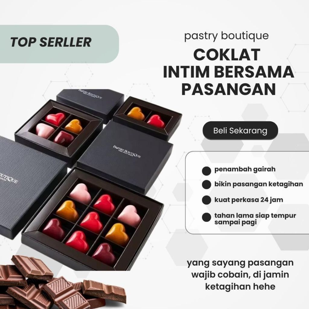 

Pastry Boutique Coklat Pasangan Halal 1 Box Isi 9Pcs Penguat Gairah untuk Couple Aman