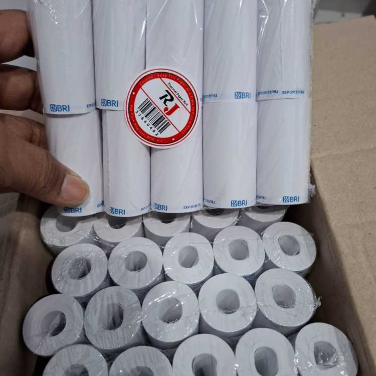 

1 DOS (100 roll) KERTAS THERMAL LOGO BRI 57X30 Merk RJ ( Panjang 12 Meter & Tanpa Tulang)