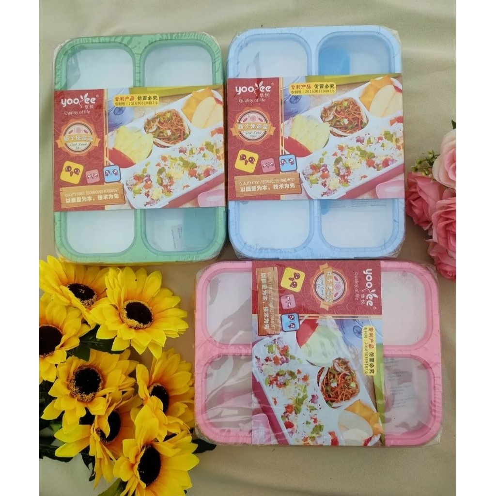 Yooyee Lunch Box sekat 4 original anti bocor