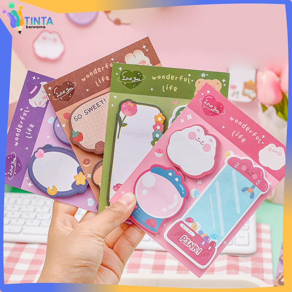 

Sticky Note 3IN1 Tempelan Kertas Motif Kartun Bear Cat / Catatan Pembatas Buku 60 Lembar Kertas Memo Pola Hewan Lucu Tinta Berwarna A89