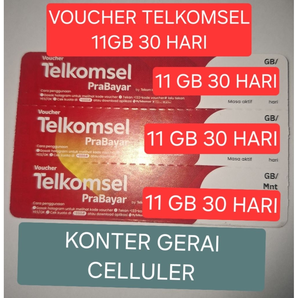 VOUCHER TELKOMSEL 11GB 30 HARI