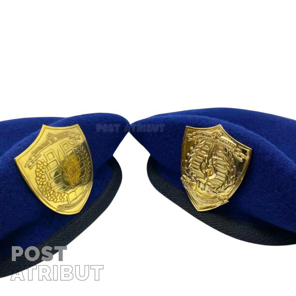 SET BARET POLTEKIM DENGAN EMBLEM BARET/Baret Camel biru / Baret Taruna Poltekim / Baret Lapas Biru