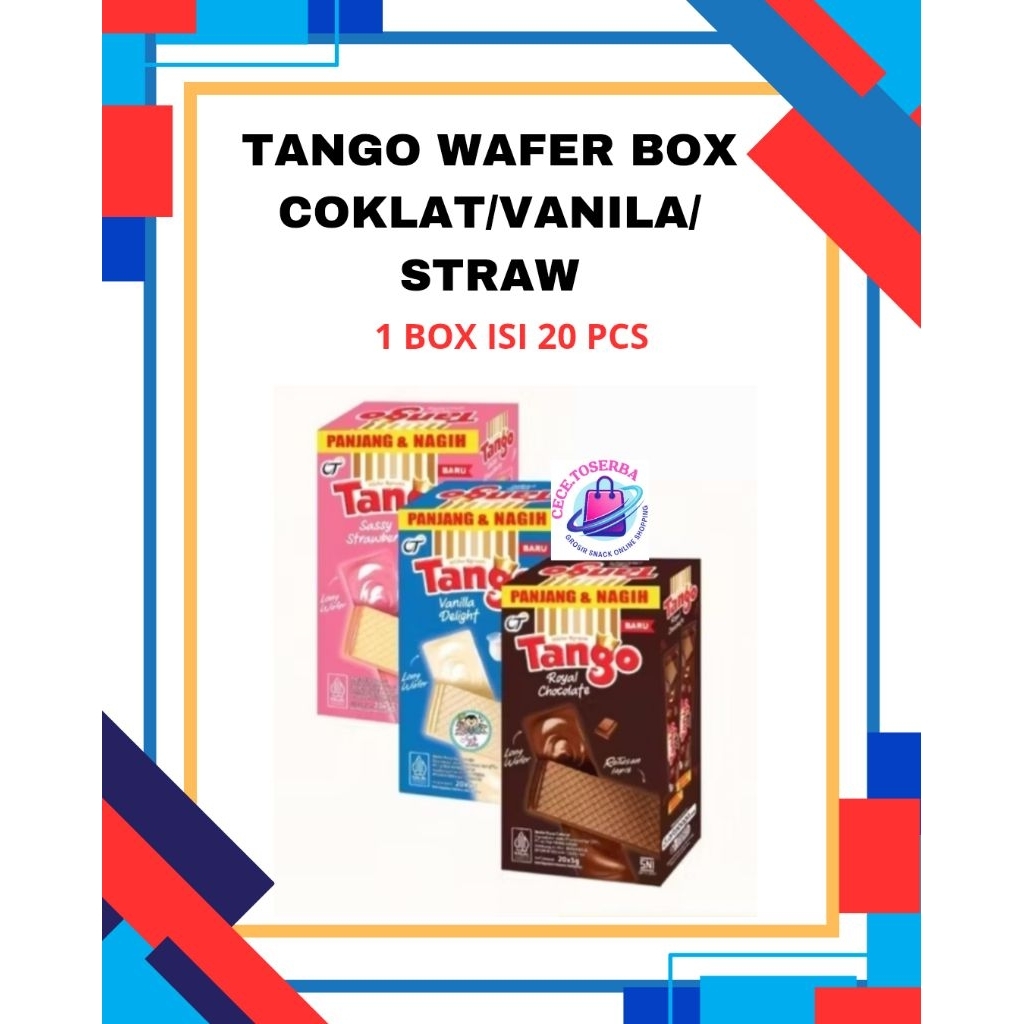 

Tango ( BOX 500) Wafer rasa Coklat/ Straw /Vanilla 20 PC X 5 GR