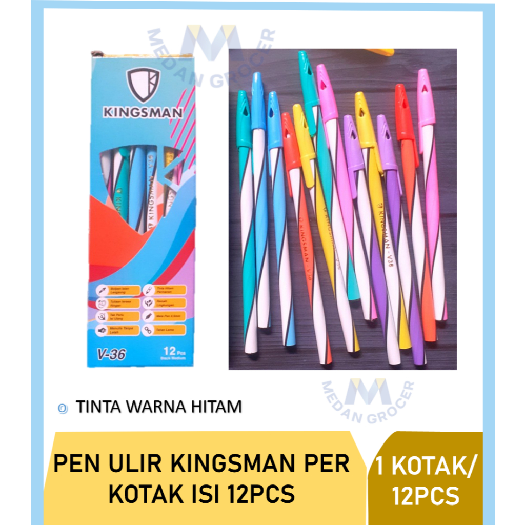 

Pulpen pen ulir murah KINGSMAN 1 kotak isi 12pcs