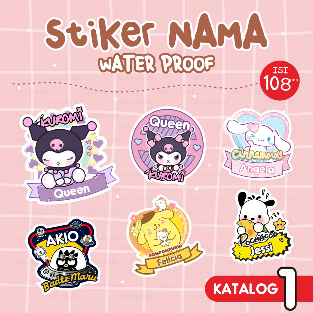 

Stiker nama waterproof anti air custom free
