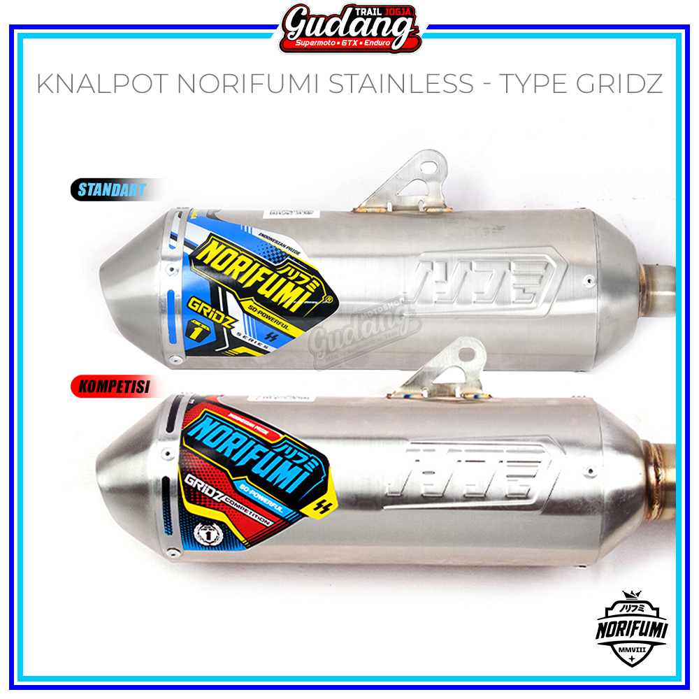 Knalpot MUFFLER Norifumi GRIDZ Bore Up Kompetisi  CRF 150L KLX 150 WR 155 Stainless ORIGINAL NORIFUM