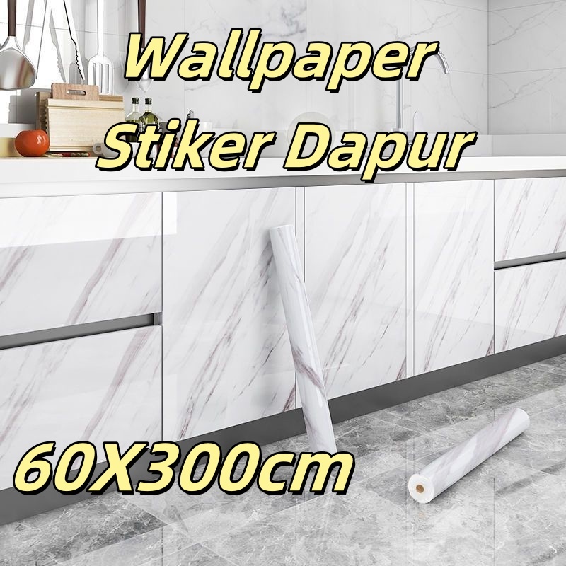 【COD】Wallpaper Stiker Dapur  60cm*3m Wallpaper Dinding Dapur Wallpaper Stiker Meja Tahan Minyak dan 