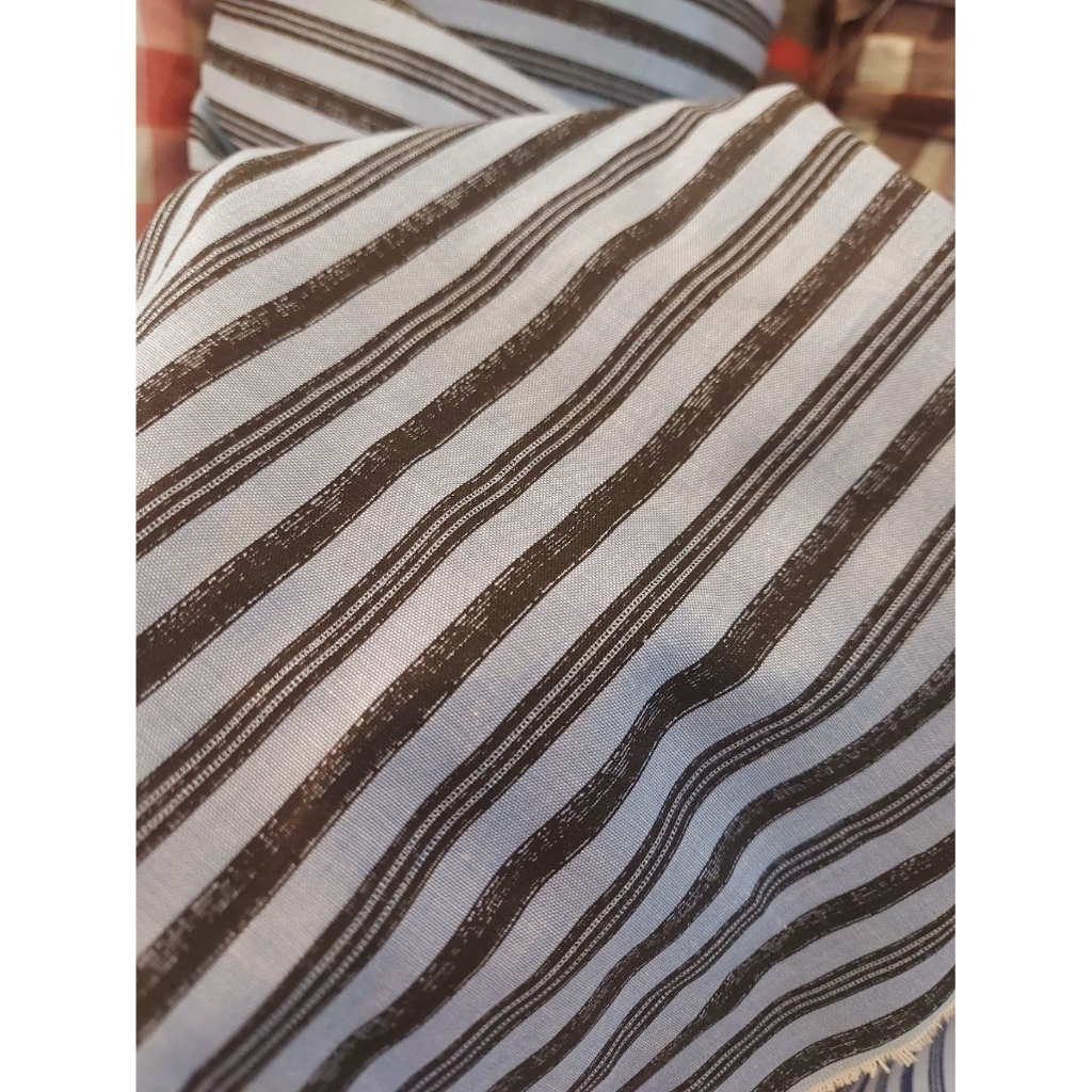 kain katun oxford premium  - oxford motif salur premium Quality Lebar 150cm  ( hitam )