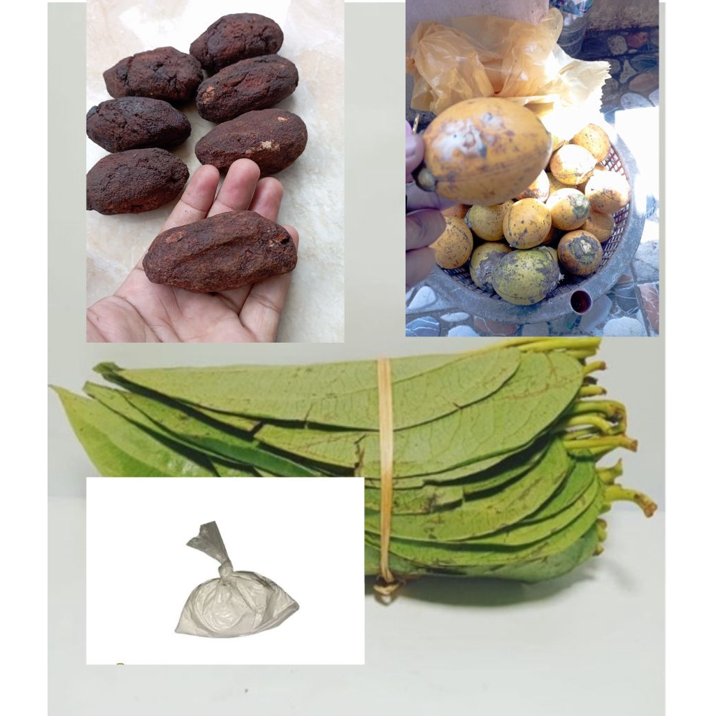 

kuh nyirih, sirih 1 kepit, Gambir 1, kapur 1, pinang1