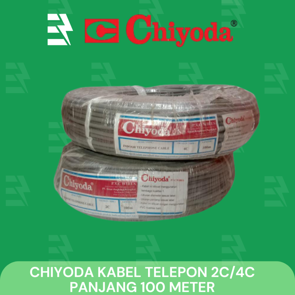 CHIYODA  KABEL TELEPON INDOOR 2C/4C PANJANG 100 METER