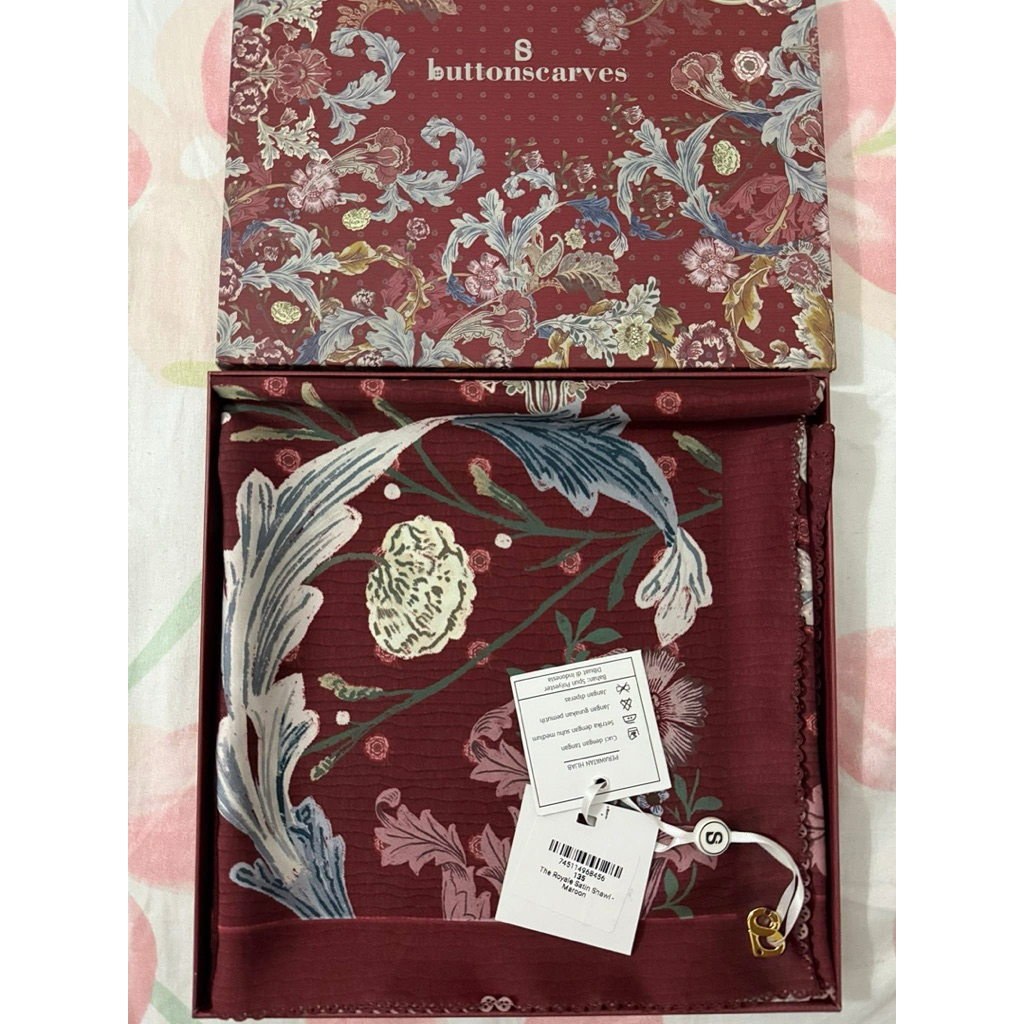 Buttonscarves The Royale Satin Shawl - Maroon