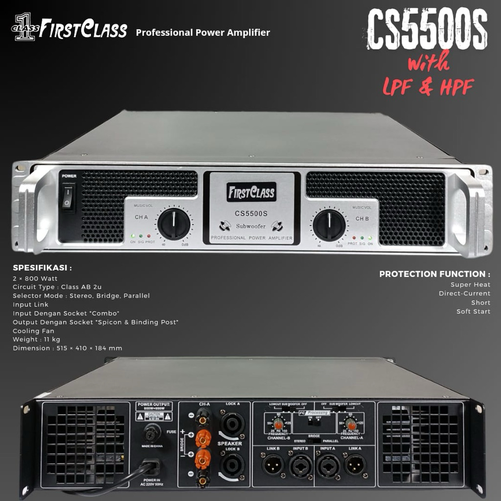 FirstClass Professional Power Amplifier CS5500S