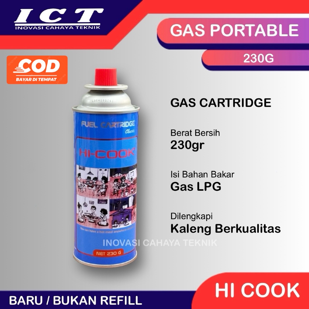 Gas Hi Cook 230g, Gas Portable Hi Cook, Gas Kaleng Hi Cook