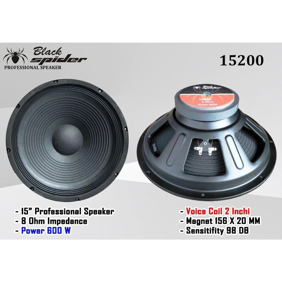 SPEAKER BLACK SPIDER 15inch 15200 Spiker black spider BS 15200