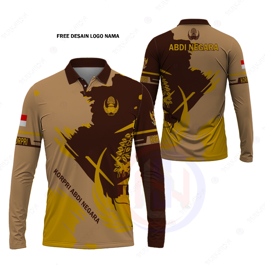 Baju Kaos Polo Jersey Batik Korpri Pria Fullprint Kaos KORPRI Pria Berkerah Lengan Panjang