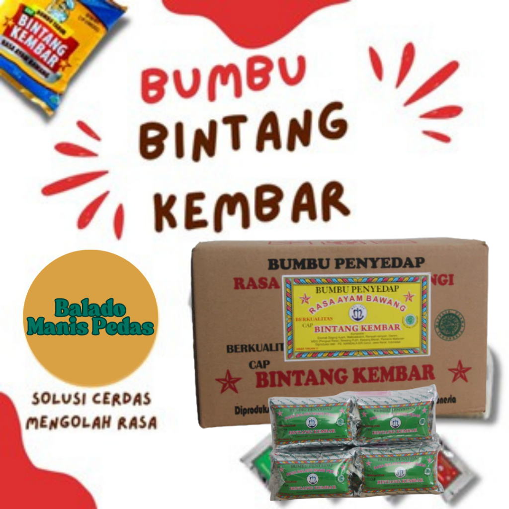 

(ATOM BINTANG KEMBAR) Bumbu Tabur Aneka Rasa - Bumbu Masak Bubuk Kemasan 1 Kg 1 dus isi 10 pcs Rasa Balado