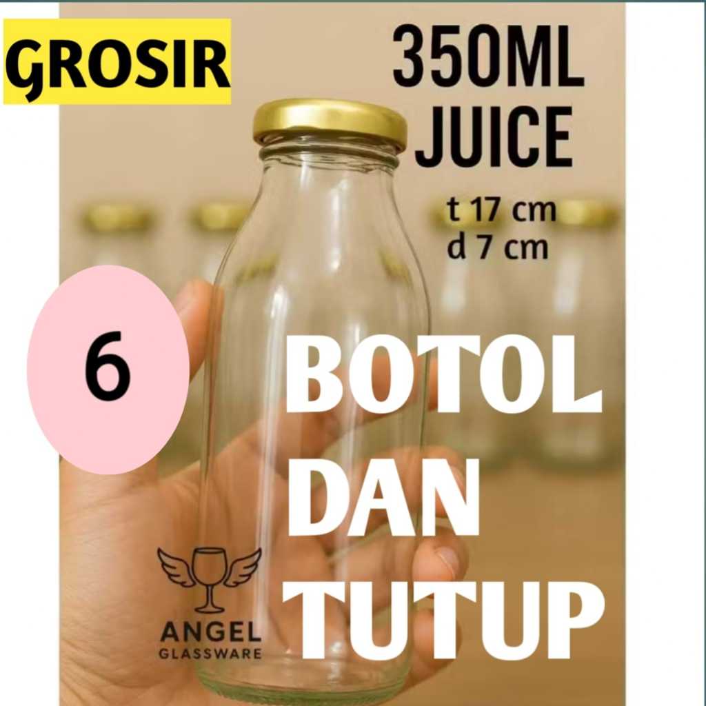 / 6 pcs  350ml botol juice kaca / botol jus 350ml  / botol susu kaca 350ml