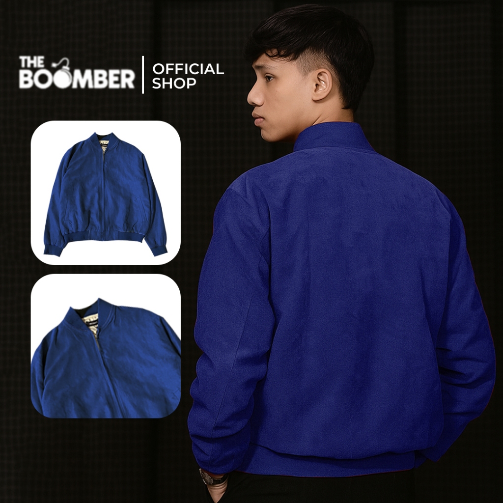 Jaket Bomber Pria ALFRE JACKET Electric Blue | Outer Cowok Elegan Bahan Suede Premium